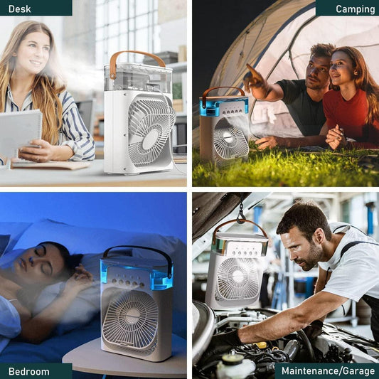 Portable Mini Air Cooler with Mist Spray – USB Desk Fan
