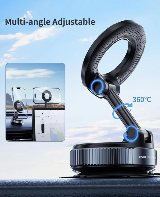 K007 Magnetic Car Phone Holder – 360° Rotation, Vacuum Suction Mount