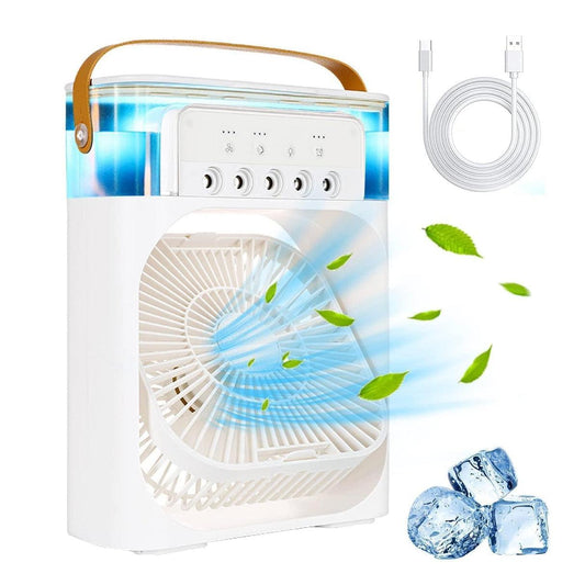 Portable Mini Air Cooler with Mist Spray – USB Desk Fan