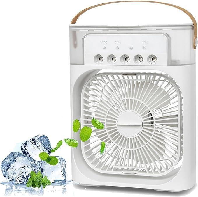 Portable Mini Air Cooler with Mist Spray – USB Desk Fan