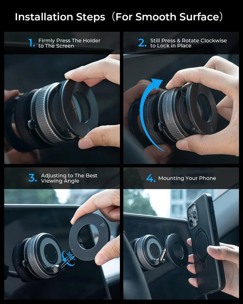 K007 Magnetic Car Phone Holder – 360° Rotation, Vacuum Suction Mount