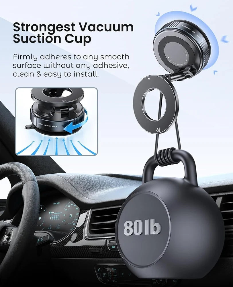 K007 Magnetic Car Phone Holder – 360° Rotation, Vacuum Suction Mount