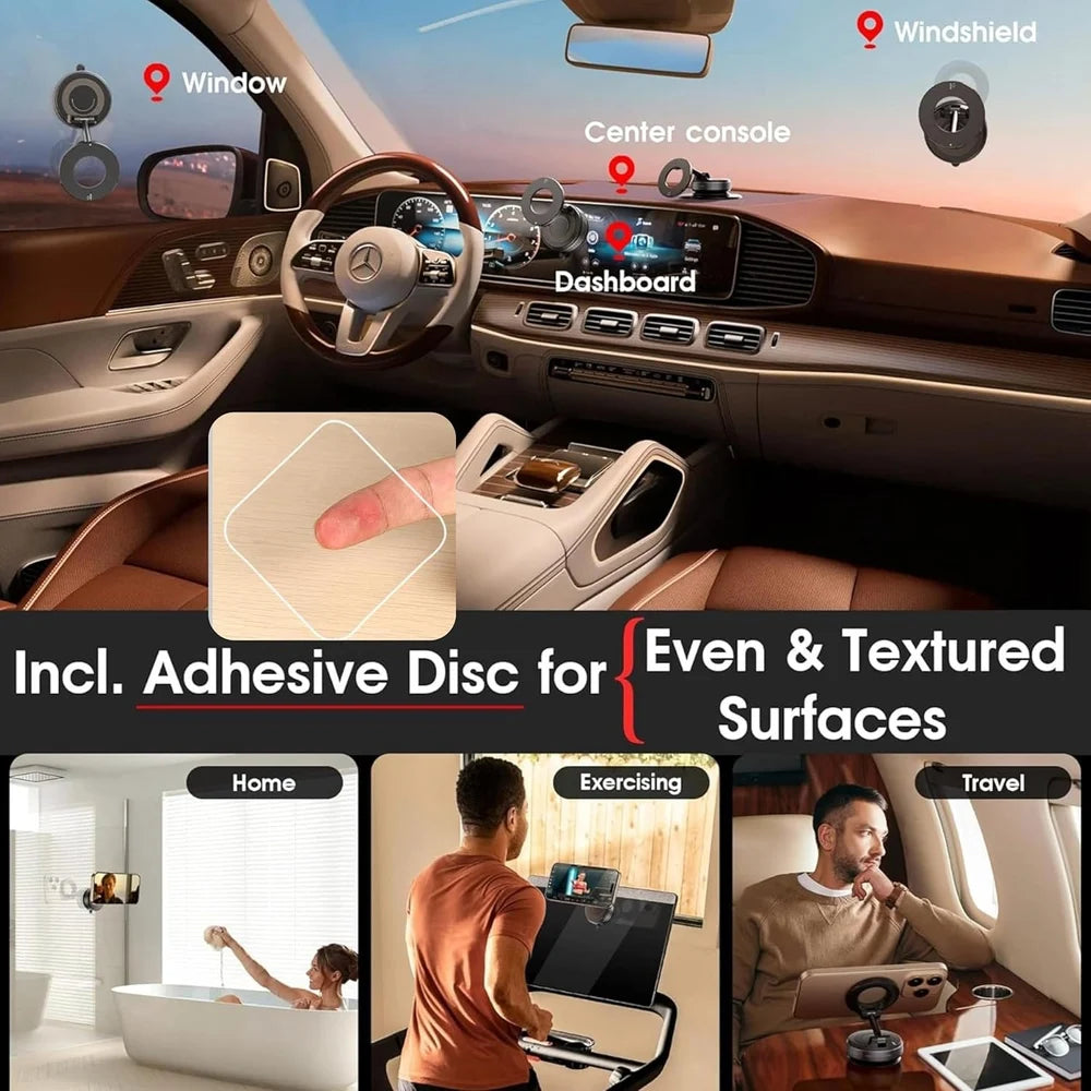 K007 Magnetic Car Phone Holder – 360° Rotation, Vacuum Suction Mount